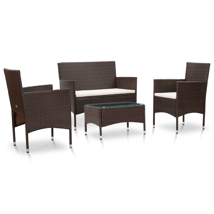 Set Mobilier De Grădină Cu Perne, 4 Piese, , Poliratan