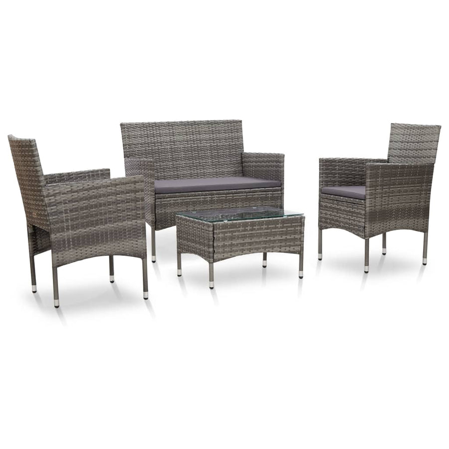 Set Mobilier De Grădină Cu Perne, 4 Piese, , Poliratan