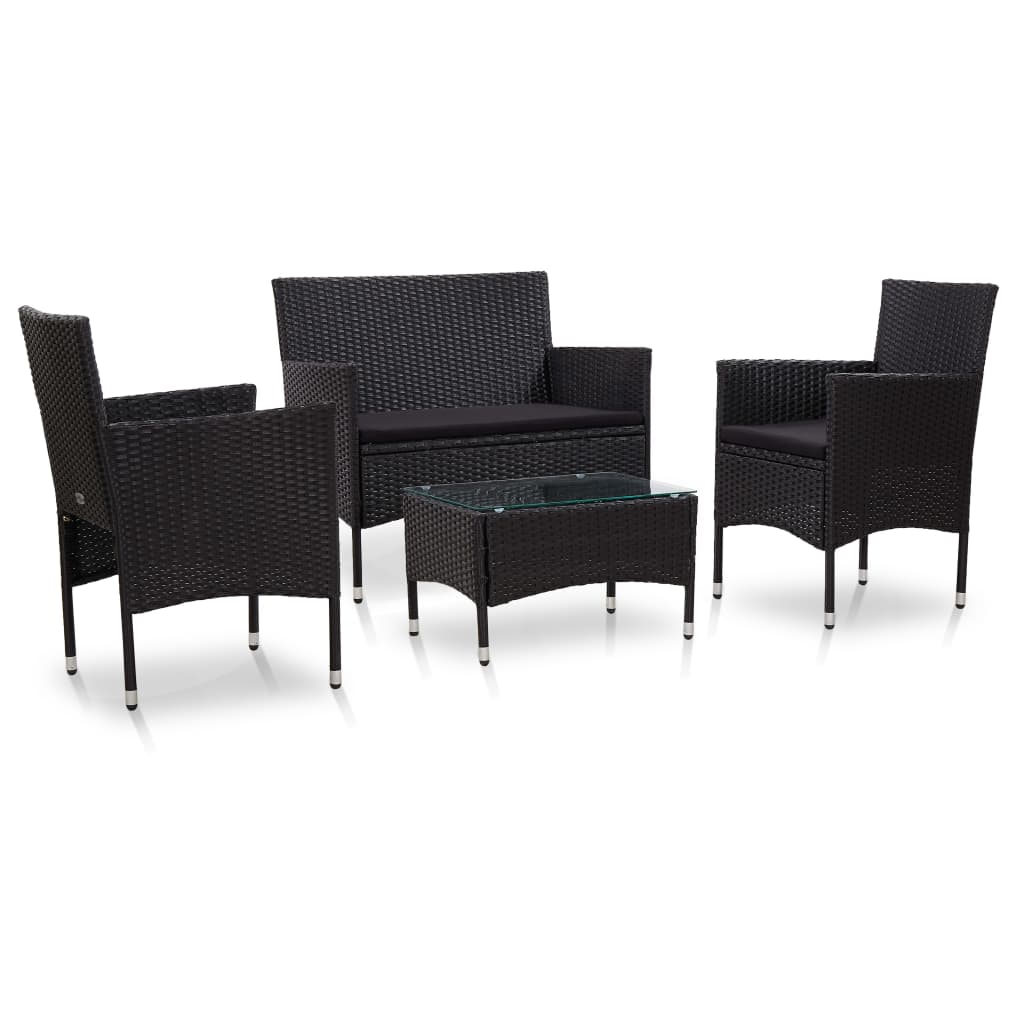Set Mobilier De Grădină Cu Perne, 4 Piese, , Poliratan