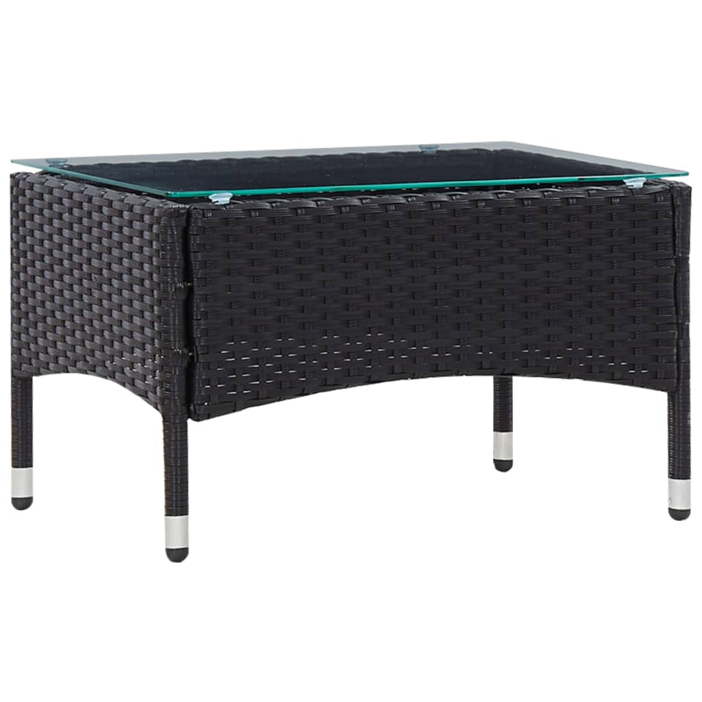 Set Mobilier De Grădină Cu Perne, 4 Piese, Negru, Poliratan