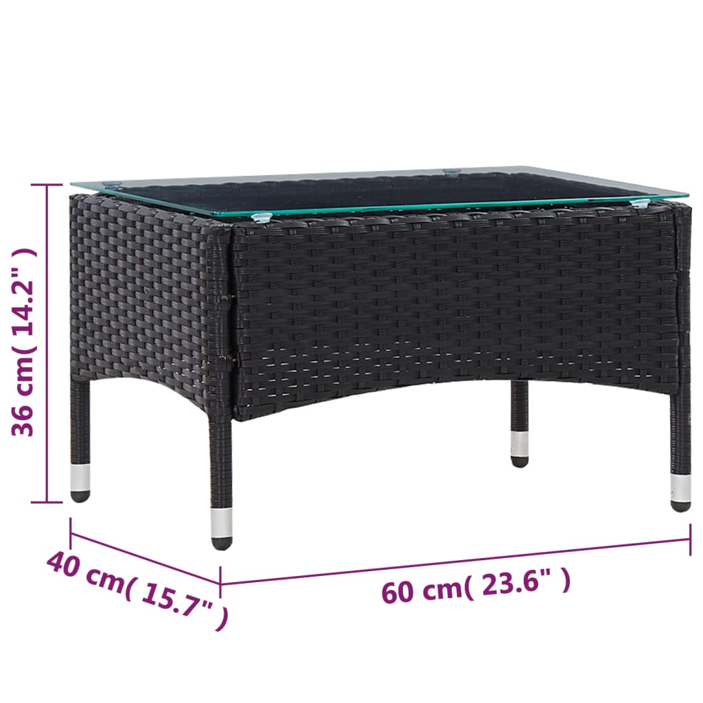 Set Mobilier De Grădină Cu Perne, 4 Piese, Negru, Poliratan