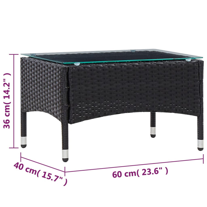 Set Mobilier De Grădină Cu Perne, 4 Piese, Negru, Poliratan