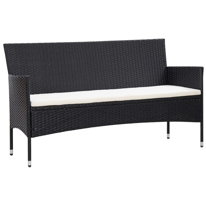 Set Mobilier De Grădină Cu Perne, 4 Piese, Negru, Poliratan