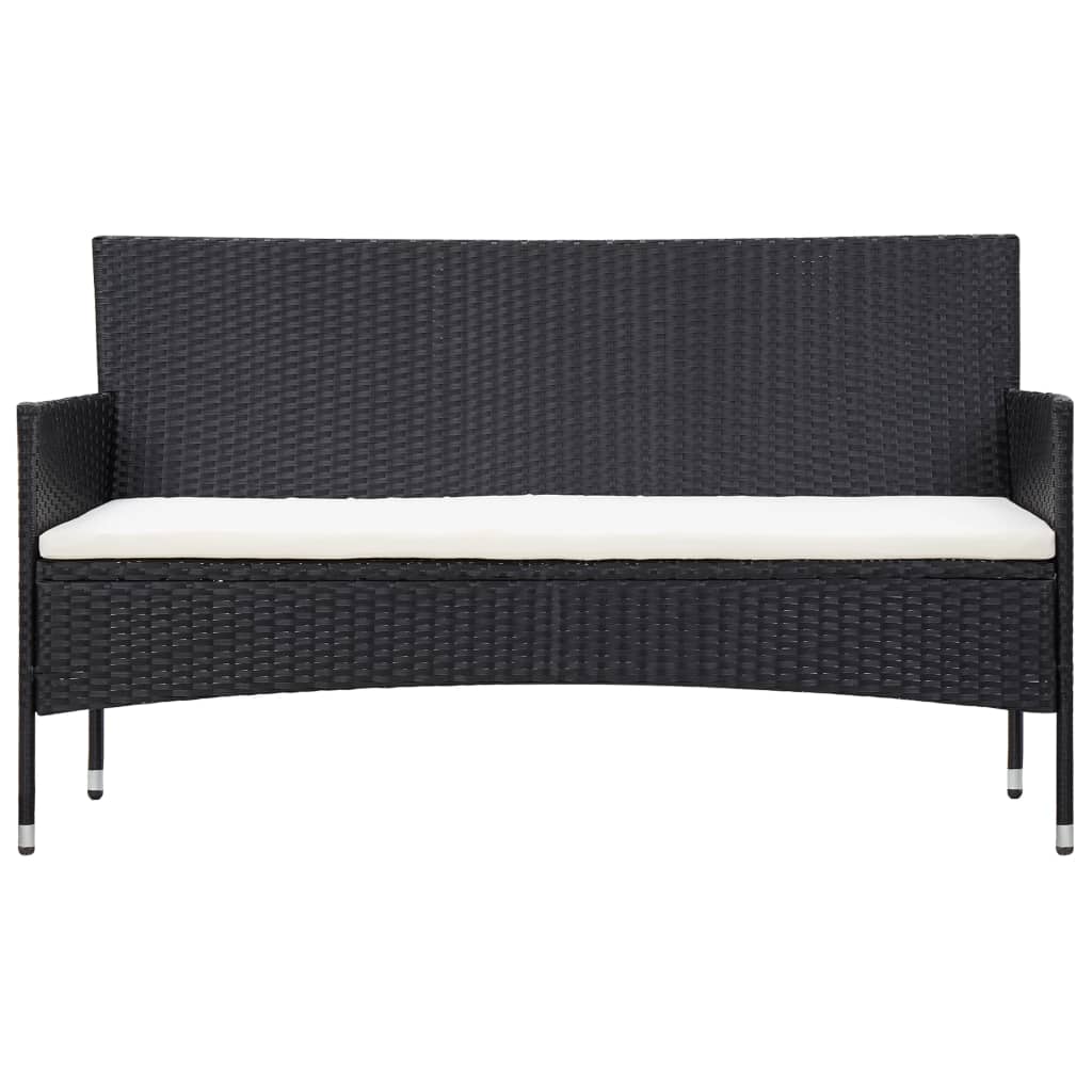 Set Mobilier De Grădină Cu Perne, 4 Piese, Negru, Poliratan