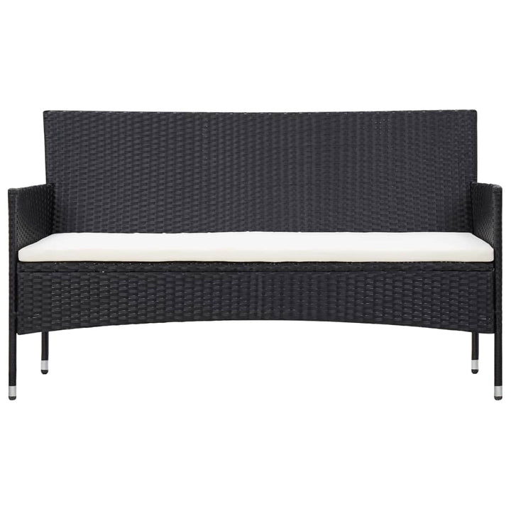 Set Mobilier De Grădină Cu Perne, 4 Piese, Negru, Poliratan