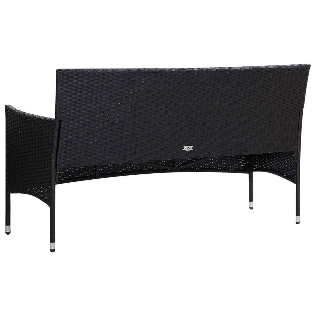 Set Mobilier De Grădină Cu Perne, 4 Piese, Negru, Poliratan