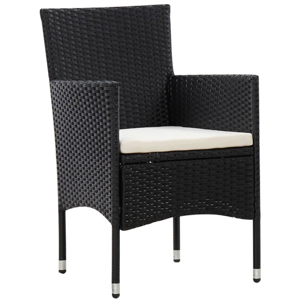 Set Mobilier De Grădină Cu Perne, 4 Piese, Negru, Poliratan