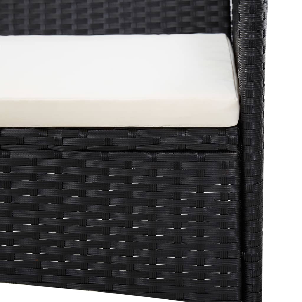 Set Mobilier De Grădină Cu Perne, 4 Piese, Negru, Poliratan