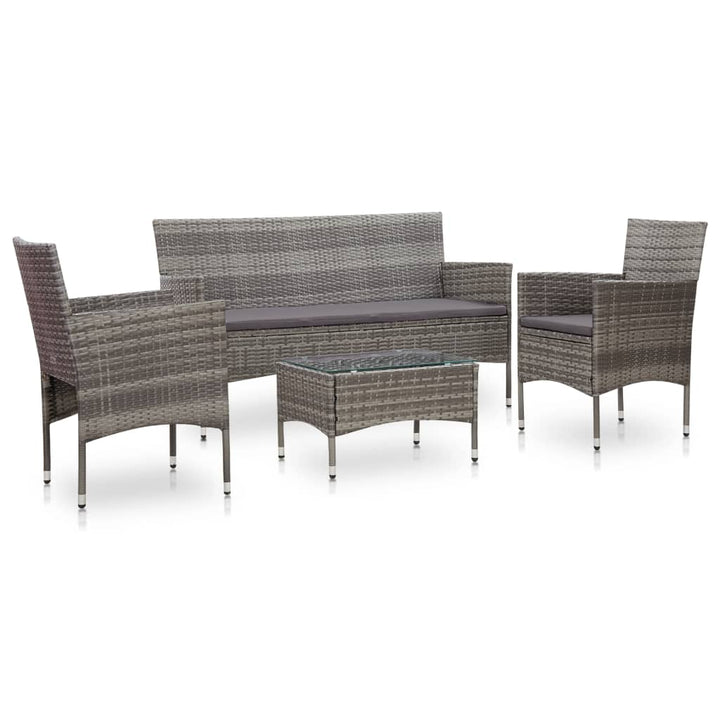 Set Mobilier De Grădină Cu Perne, 4 Piese, Negru, Poliratan