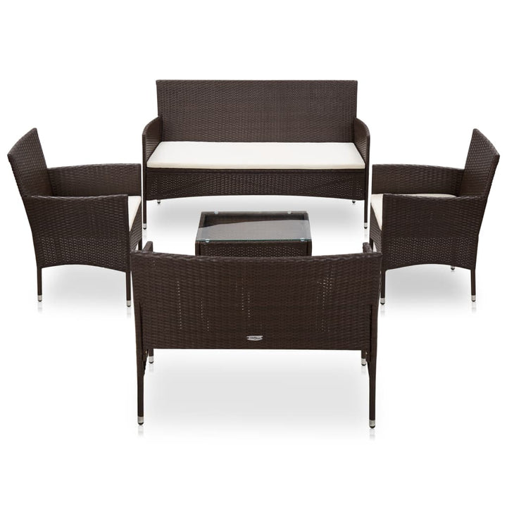 Set Mobilier De Grădină Cu Perne, 5 Piese, , Poliratan