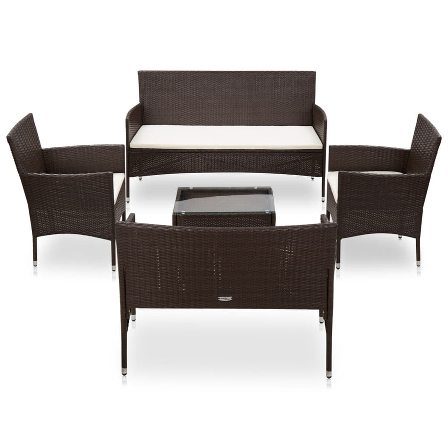 Set Mobilier De Grădină Cu Perne, 5 Piese, , Poliratan
