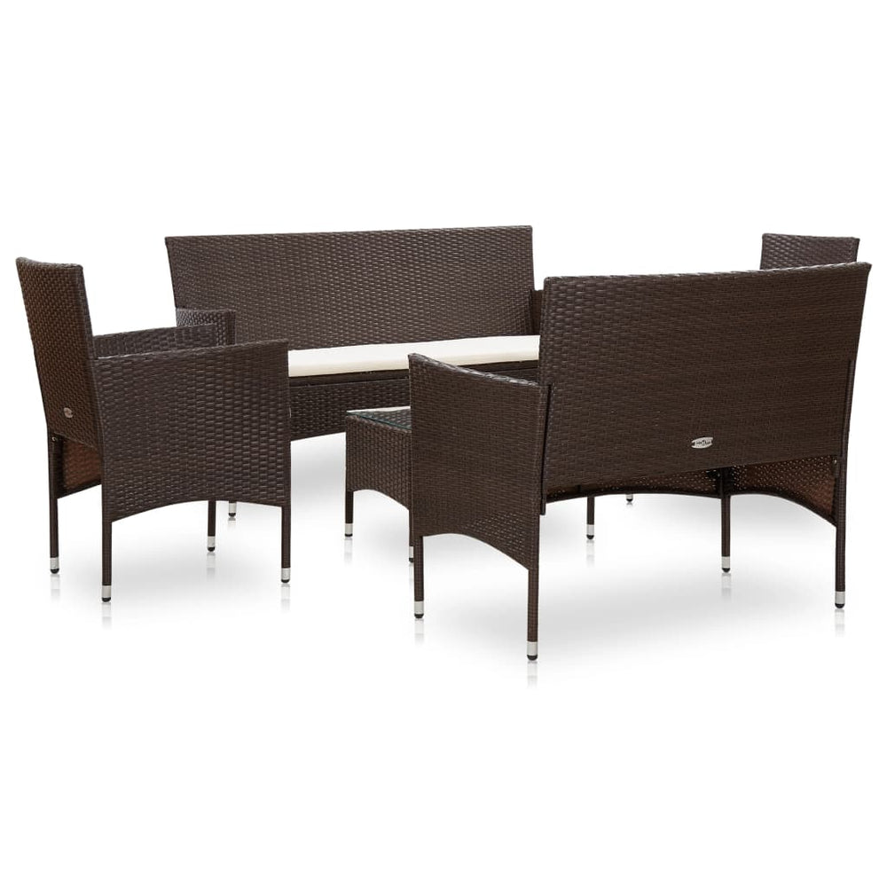 Set Mobilier De Grădină Cu Perne, 5 Piese, , Poliratan