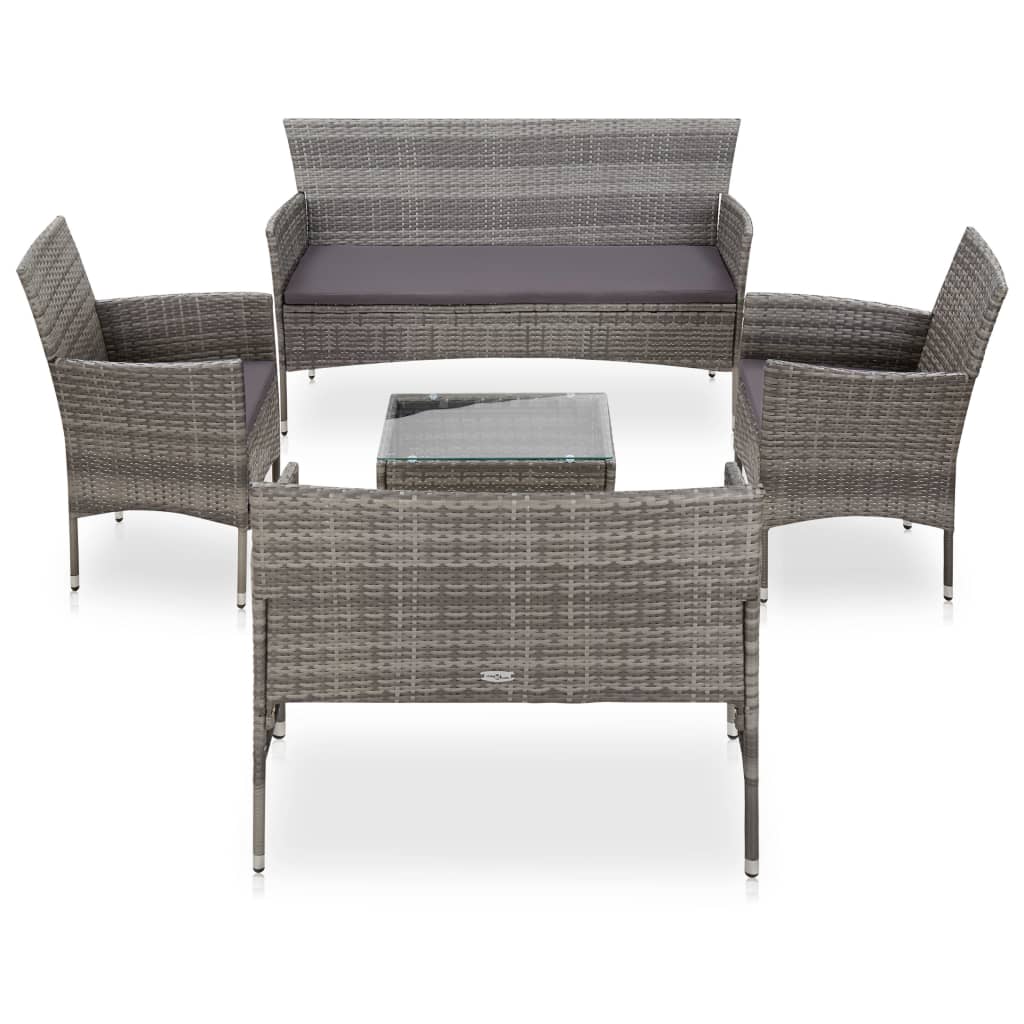 Set Mobilier De Grădină Cu Perne, 5 Piese, , Poliratan