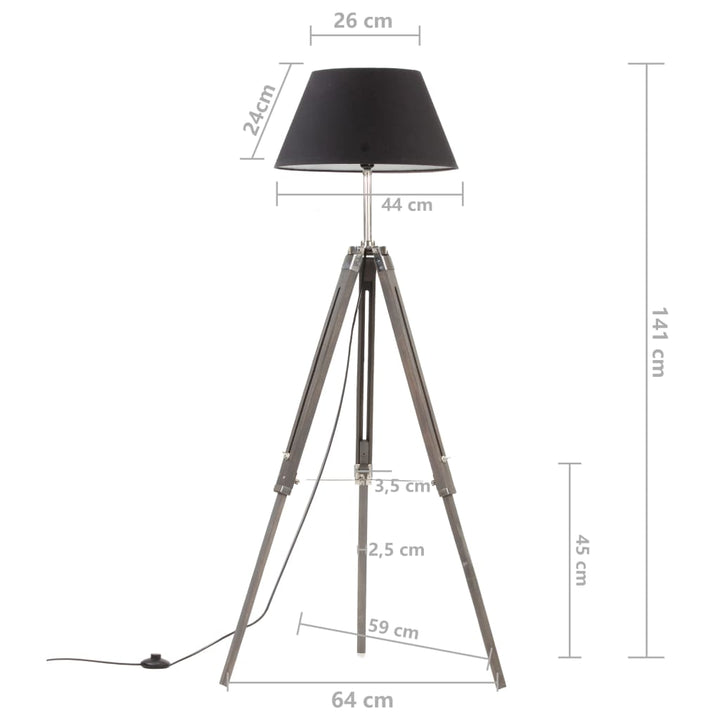 Lampă De Podea Trepied, , 141 Cm, Lemn Masiv Tec