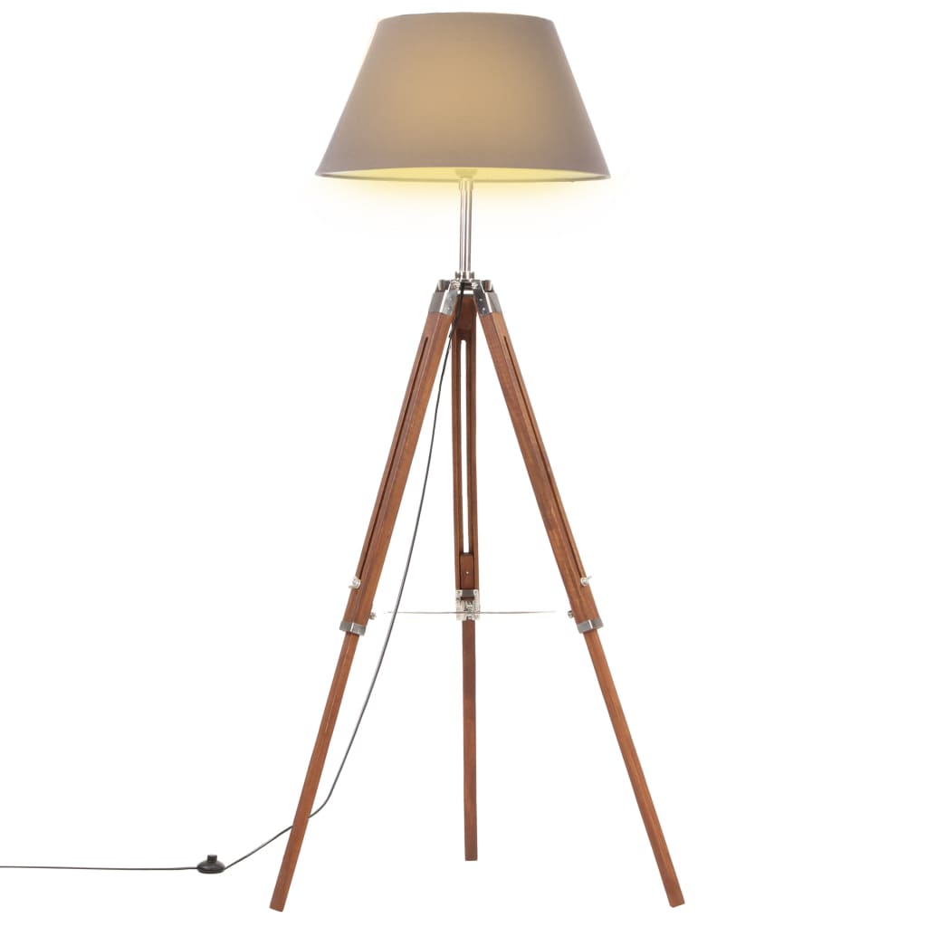 Lampă De Podea Trepied, , 141 Cm, Lemn Masiv Tec
