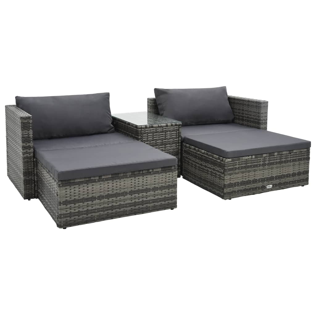 Set Mobilier De Grădină Cu Perne, 5 Piese, , Poliratan