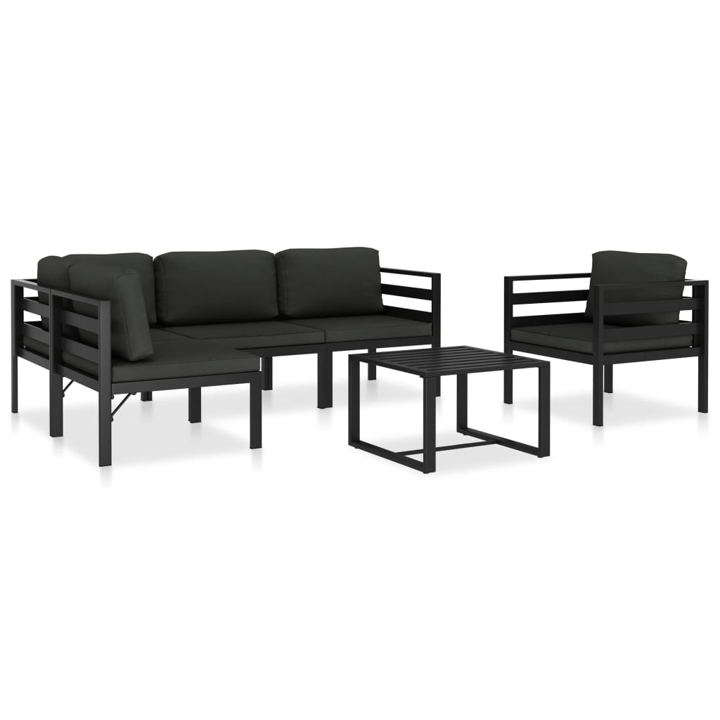 Set Mobilier De Grădină Cu Perne, 7 Piese, Antracit, Aluminiu