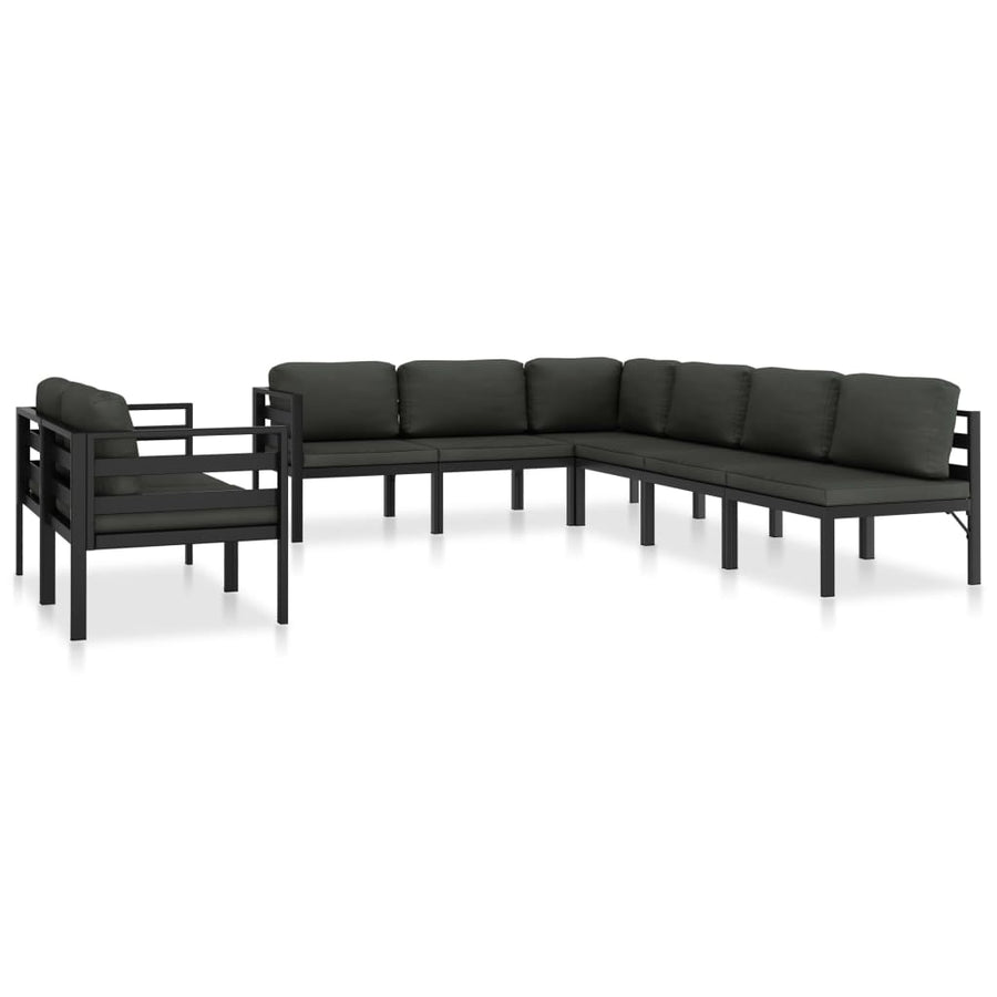 Set Mobilier De Grădină Cu Perne, 8 Piese, Antracit, Aluminiu