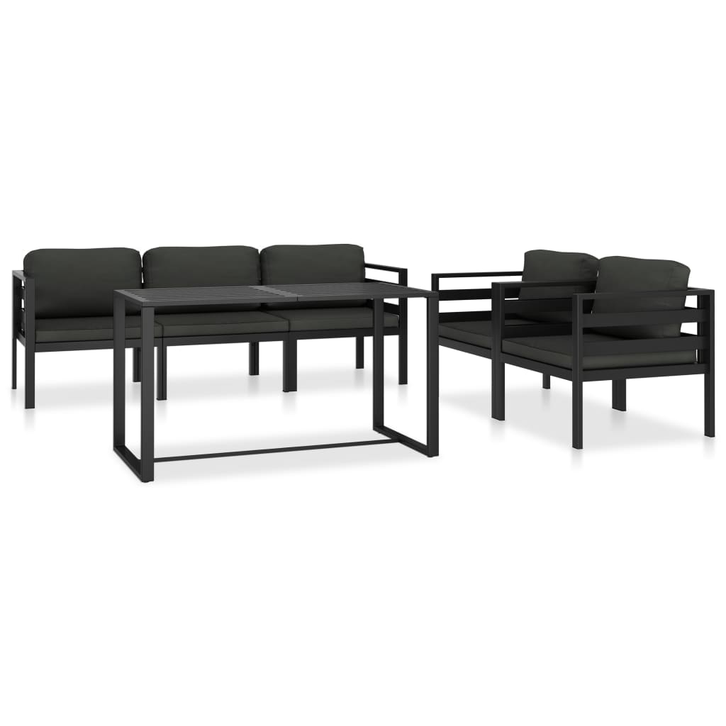 Set Mobilier De Grădină Cu Perne, 6 Piese, Antracit, Aluminiu