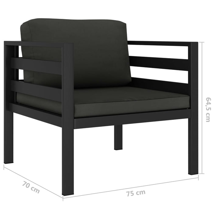 Set Mobilier De Grădină Cu Perne, 6 Piese, Antracit, Aluminiu
