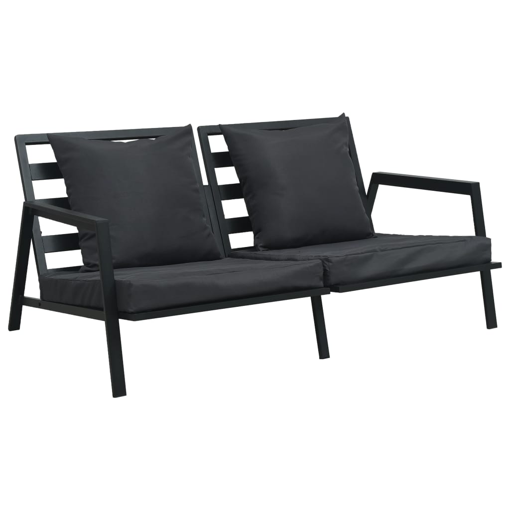 Set Mobilier Grădină Cu Perne, 4 Piese, Gri, Închis Aluminiu