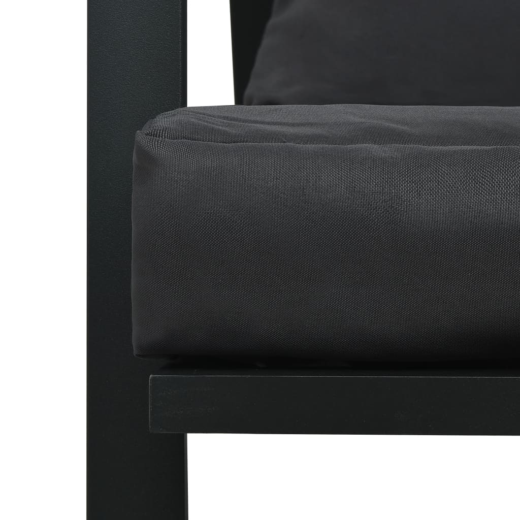 Set Mobilier Grădină Cu Perne, 4 Piese, Gri, Închis Aluminiu