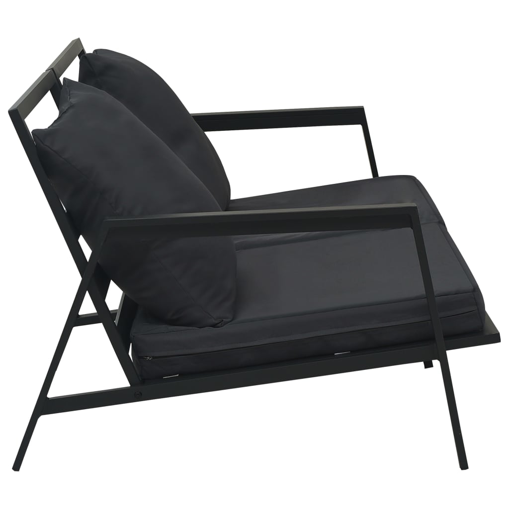 Set Mobilier Grădină Cu Perne, 4 Piese, Gri, Închis Aluminiu