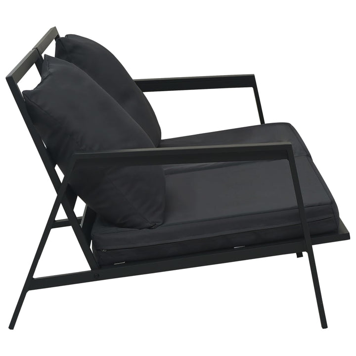 Set Mobilier Grădină Cu Perne, 4 Piese, Gri, Închis Aluminiu