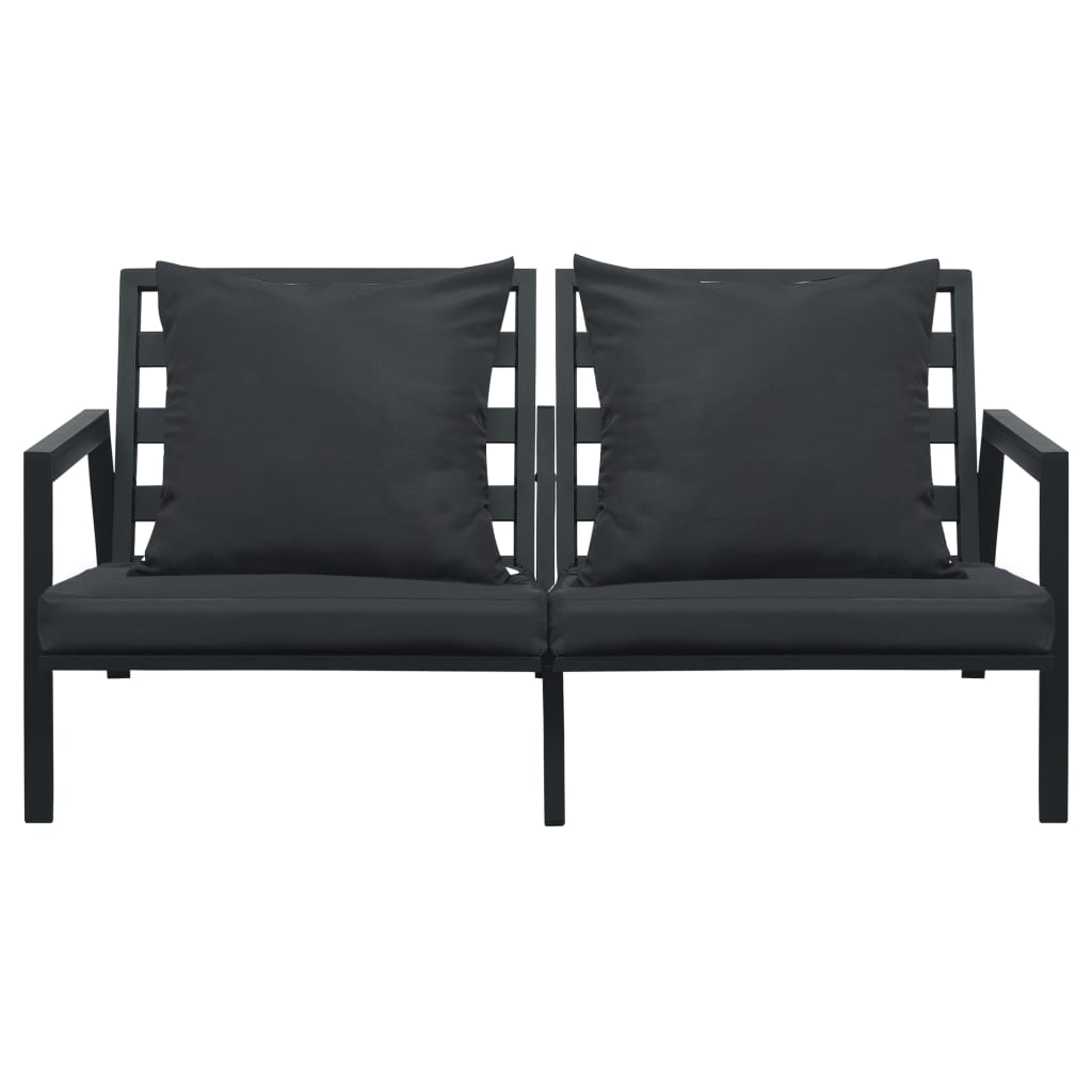 Set Mobilier Grădină Cu Perne, 4 Piese, Gri, Închis Aluminiu