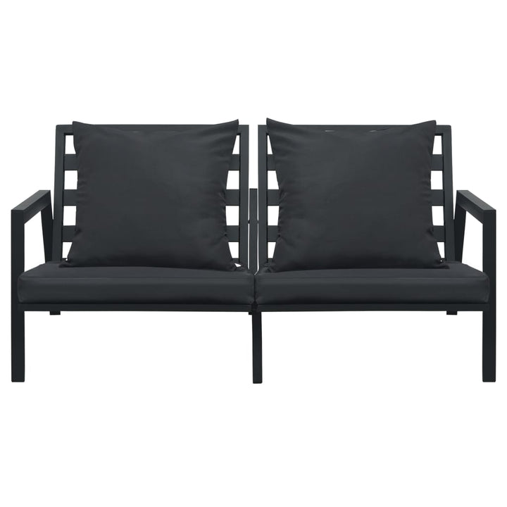 Set Mobilier Grădină Cu Perne, 4 Piese, Gri, Închis Aluminiu