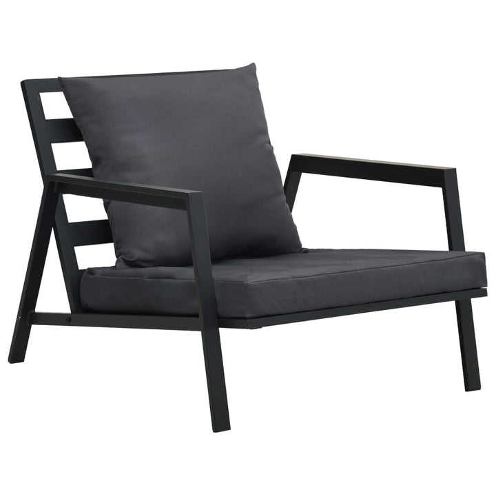 Set Mobilier Grădină Cu Perne, 4 Piese, Gri, Închis Aluminiu