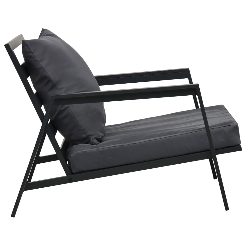 Set Mobilier Grădină Cu Perne, 4 Piese, Gri, Închis Aluminiu