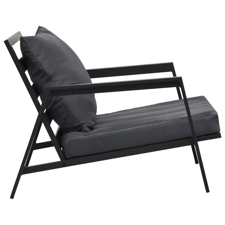 Set Mobilier Grădină Cu Perne, 4 Piese, Gri, Închis Aluminiu