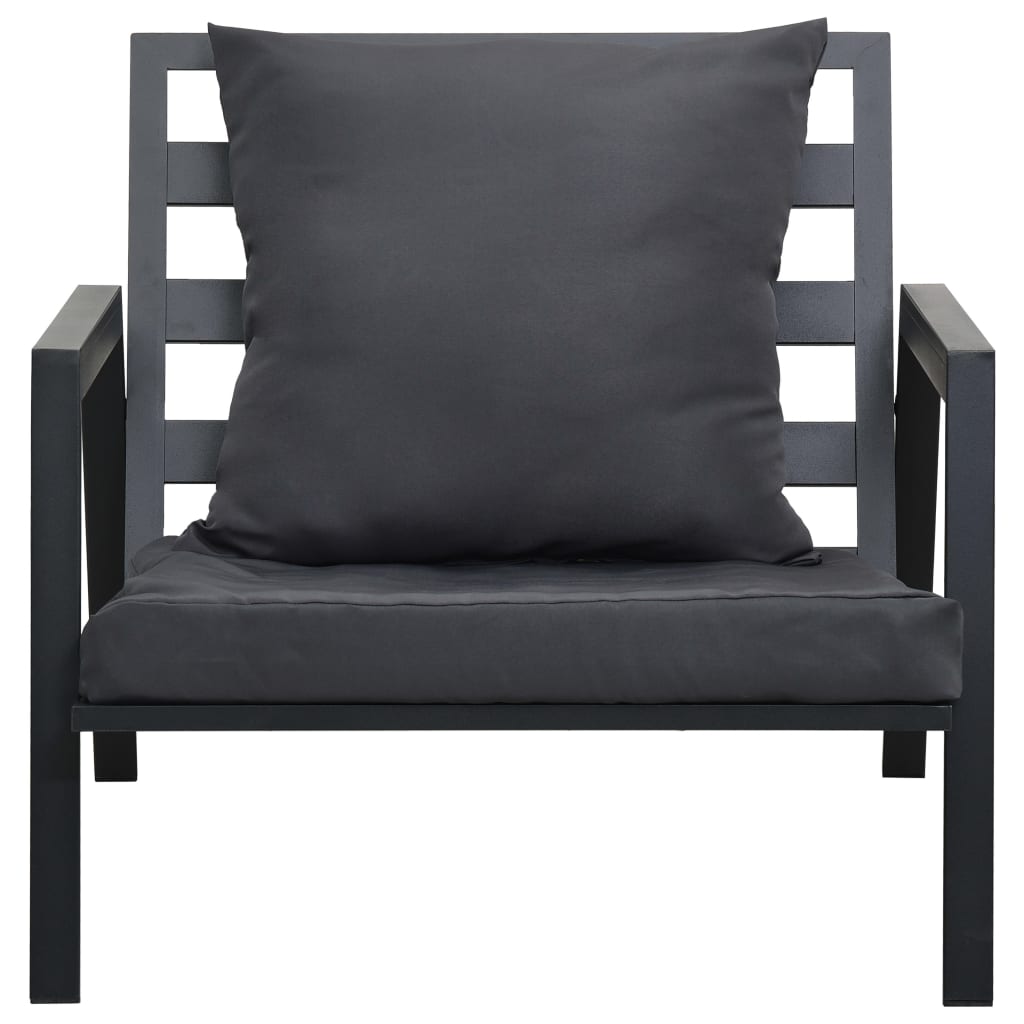 Set Mobilier Grădină Cu Perne, 4 Piese, Gri, Închis Aluminiu