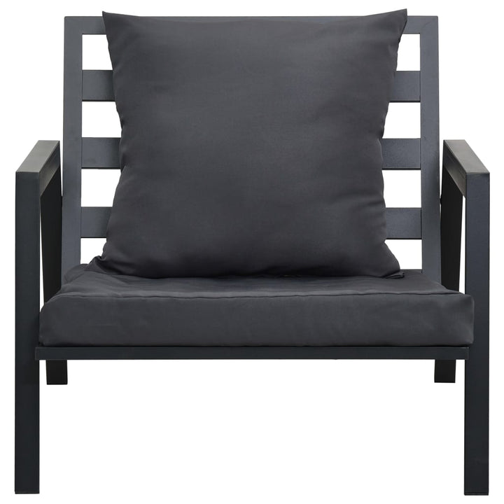Set Mobilier Grădină Cu Perne, 4 Piese, Gri, Închis Aluminiu