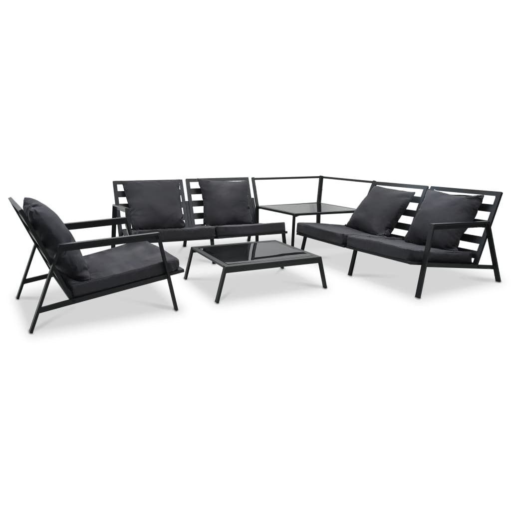 Set Mobilier Grădină Cu Perne 5 Piese Gri Închis Aluminiu