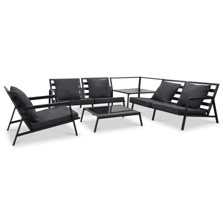 Set Mobilier Grădină Cu Perne 5 Piese Gri Închis Aluminiu
