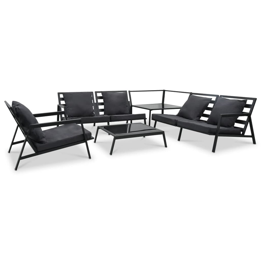 Set Mobilier Grădină Cu Perne 5 Piese Gri Închis Aluminiu