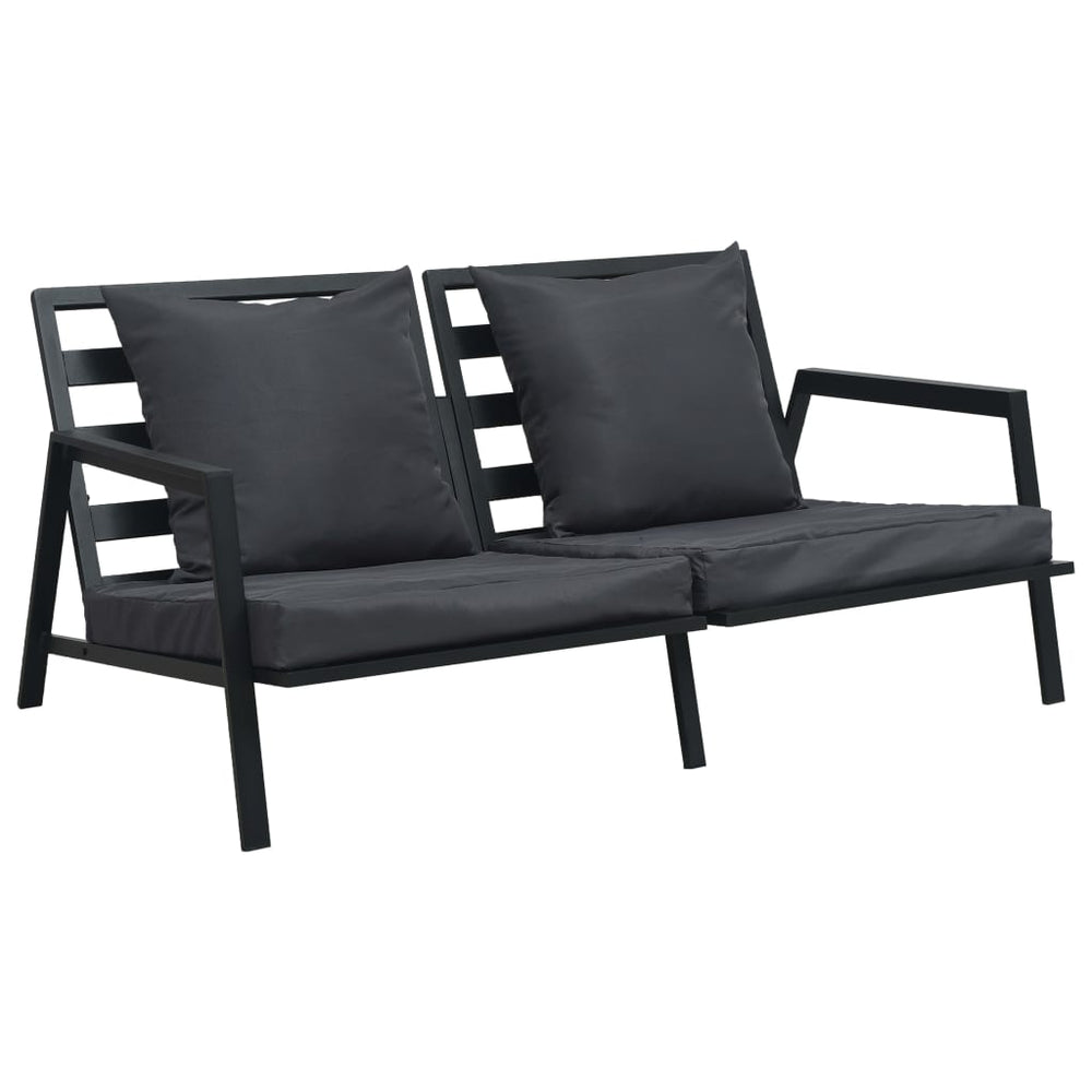 Set Mobilier Grădină Cu Perne 5 Piese Gri Închis Aluminiu