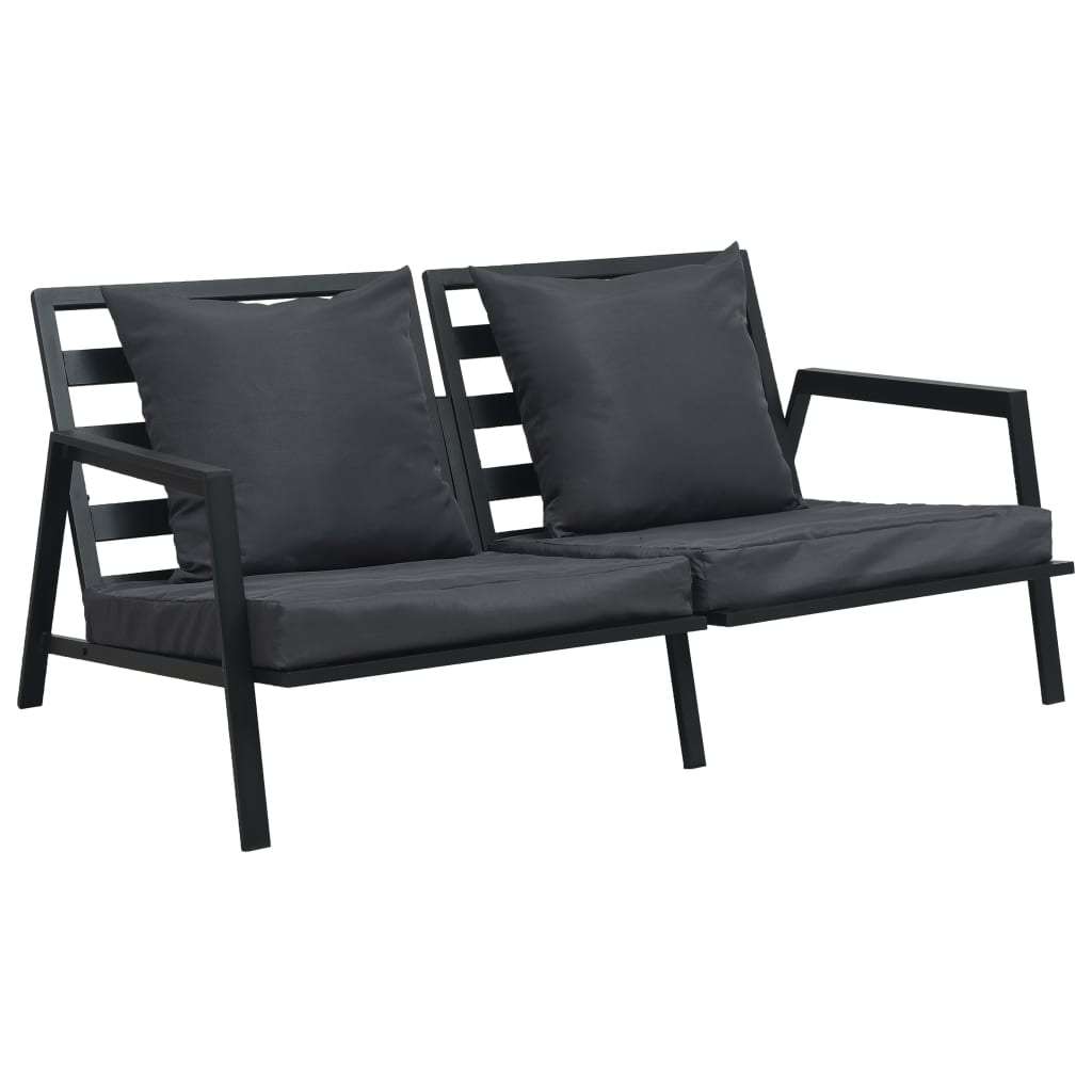 Set Mobilier Grădină Cu Perne 5 Piese Gri Închis Aluminiu