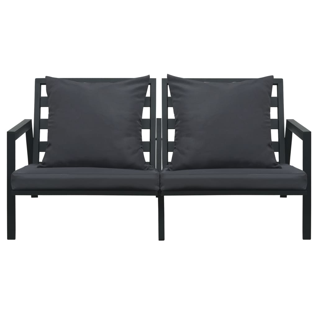 Set Mobilier Grădină Cu Perne 5 Piese Gri Închis Aluminiu