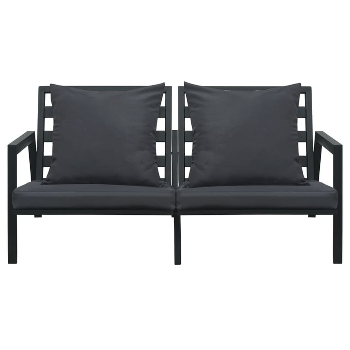 Set Mobilier Grădină Cu Perne 5 Piese Gri Închis Aluminiu