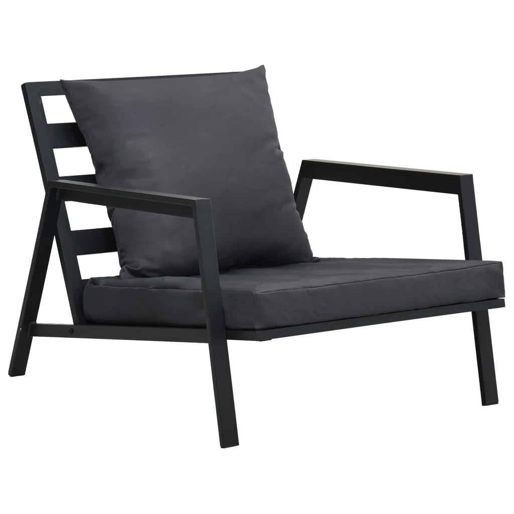 Set Mobilier Grădină Cu Perne 5 Piese Gri Închis Aluminiu