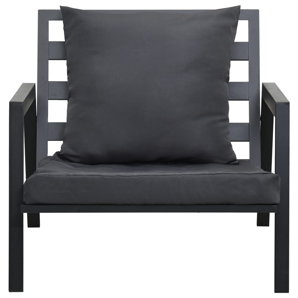 Set Mobilier Grădină Cu Perne 5 Piese Gri Închis Aluminiu
