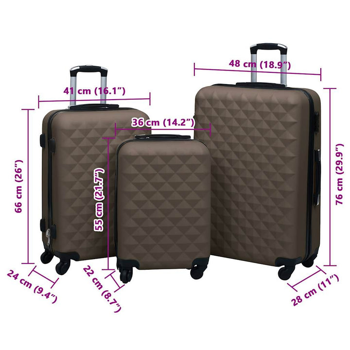 Set De Valize Cu Carcasă Rigidă, 3 Piese, , Abs