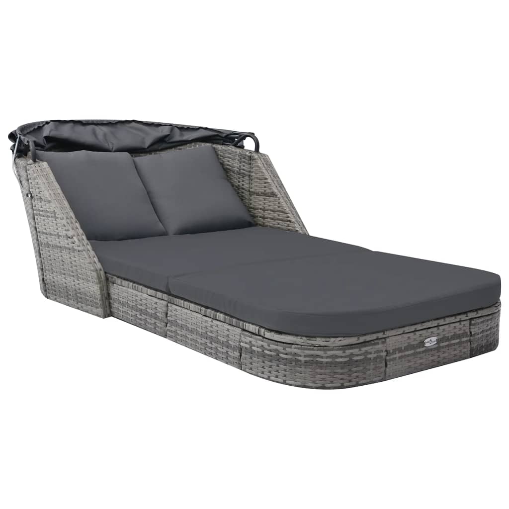 Șezlong Cu Copertină, Antracit, Poliratan