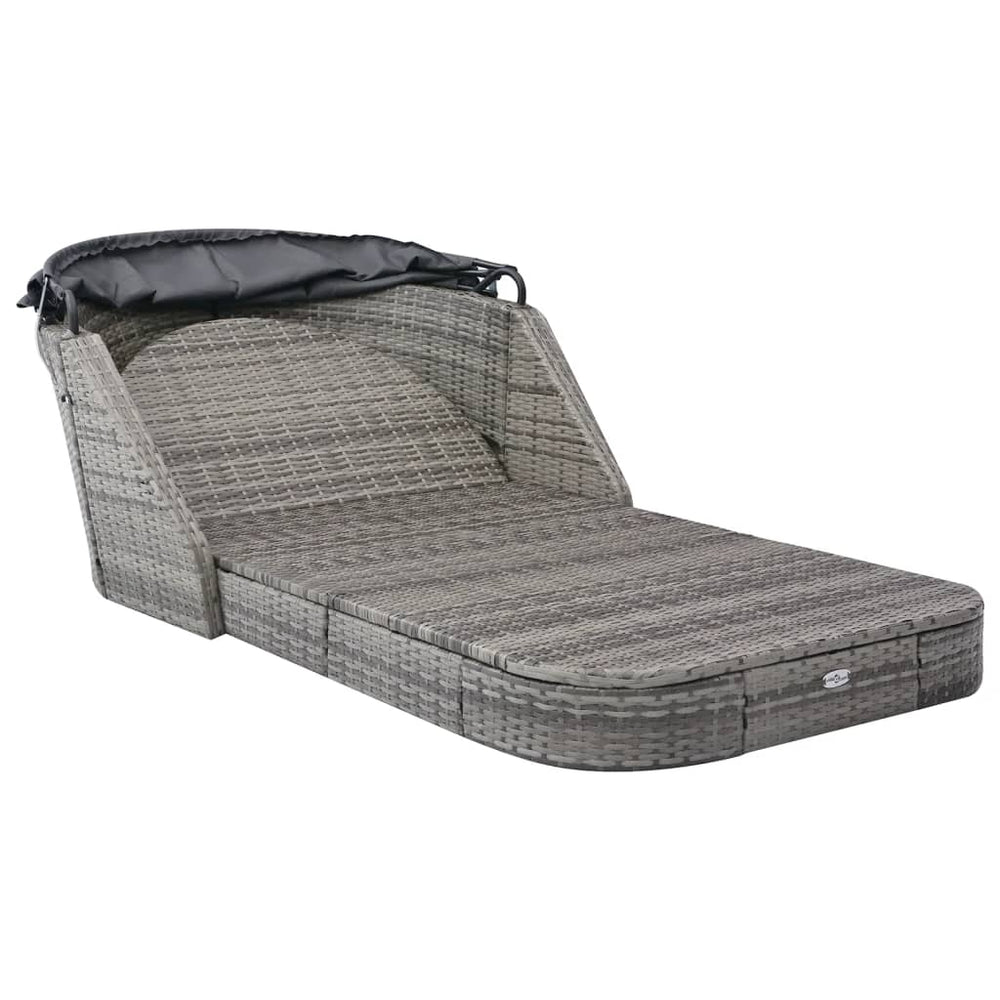 Șezlong Cu Copertină, Antracit, Poliratan
