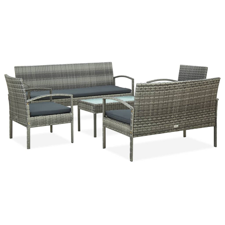 Set Mobilier De Grădină Cu Perne, 5 Piese, , Poliratan