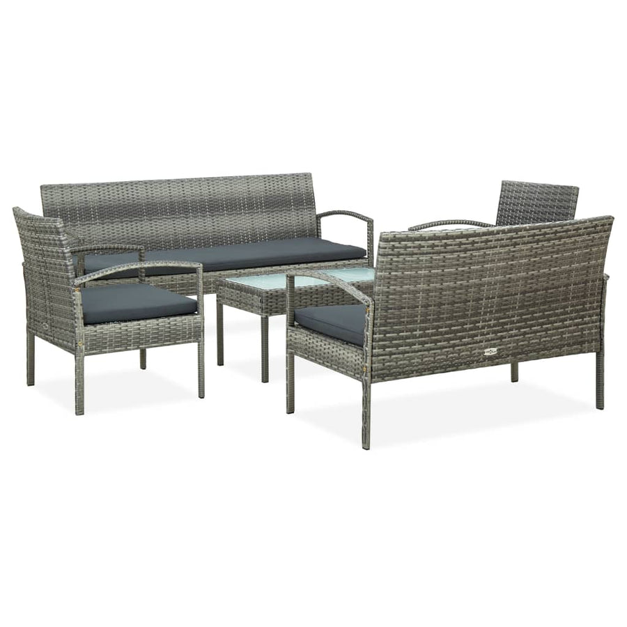 Set Mobilier De Grădină Cu Perne, 5 Piese, , Poliratan