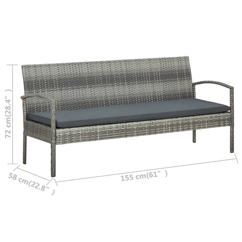 Set Mobilier De Grădină Cu Perne, 5 Piese, , Poliratan